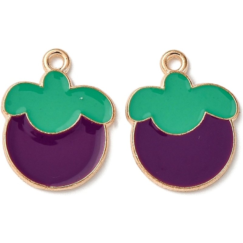 Fruits Alloy Enamel Pendant - Light Gold Mangosteen