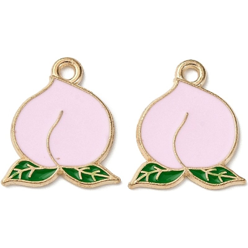 Pendentif en émail alliage Fruits en or léger et pêche — Breloques et pendentifs