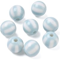 Opaque Acrylic Round Beads with Stripe, Light Sky Blue, 555pcs — Jewelry Beads