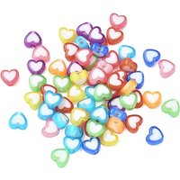 Opaque Acrylic Heart Beads, Mixed Colors, 3125pcs