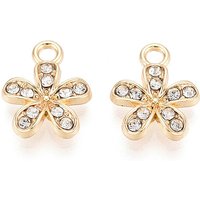 Charms en alliage plaqué Rack avec strass - Fleur - Or clair — Breloques et pendentifs
