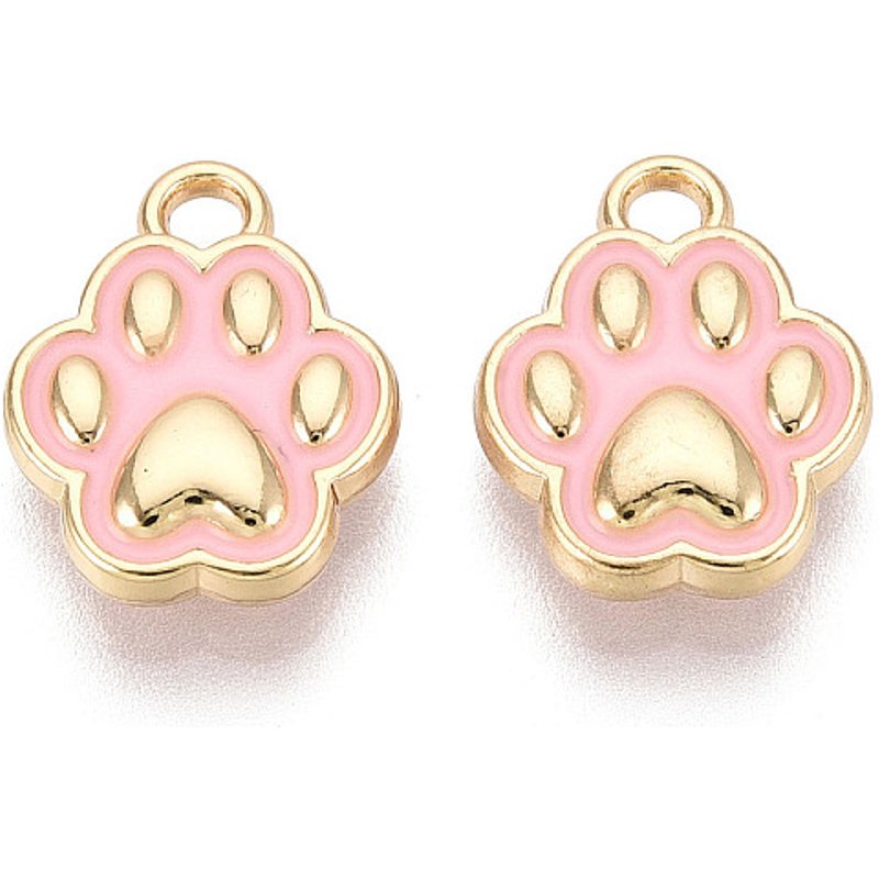 Charm Pendentif Patte d'Animal en Alliage Doré, Émail, 16x12mm — Breloques et pendentifs