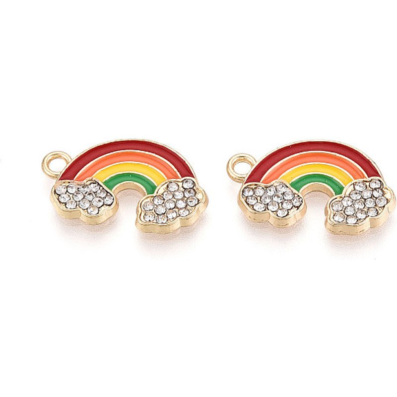 Light Gold Tone Rainbow Charm Pendant with Rhinestone — Charms & Pendants