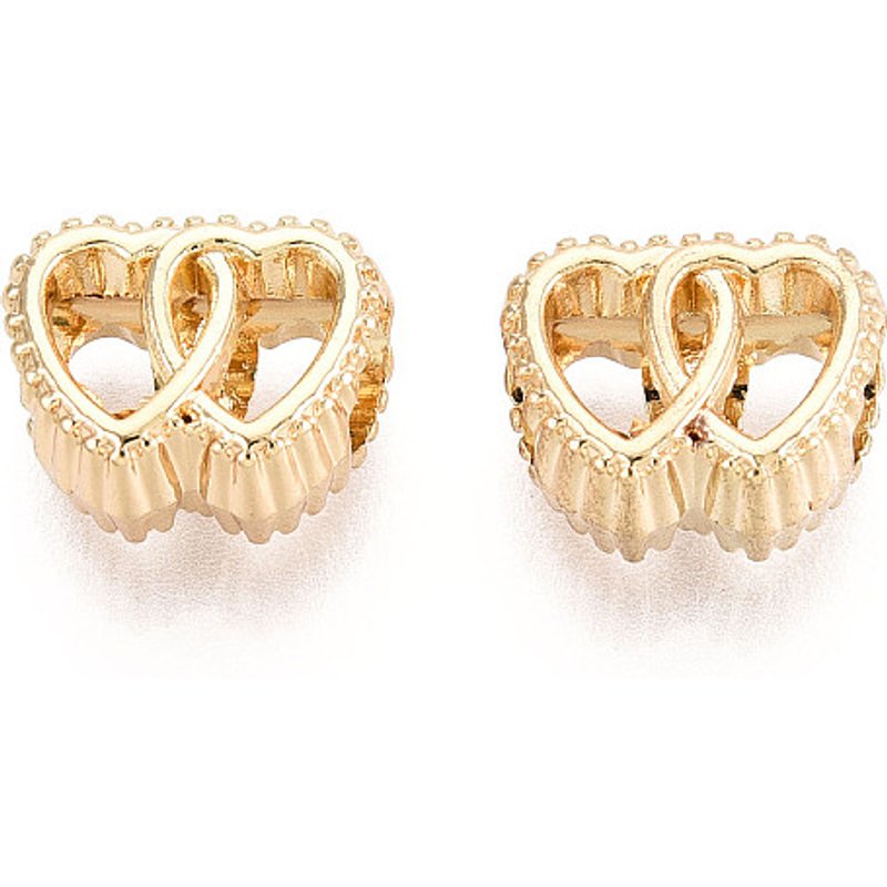 Alloy European Heart Beads, Large Hole, Light Gold — Jewelry Beads
