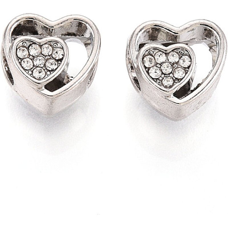 Rack Plating Alloy Rhinestone Heart European Beads, Lead Free — Jewelry Beads