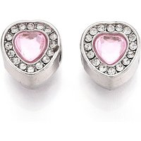 Rack Plating Alloy Rhinestone European Heart Beads, Platinum