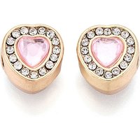 Rack Plating Alloy Rhinestone European Heart Beads in Light Gold