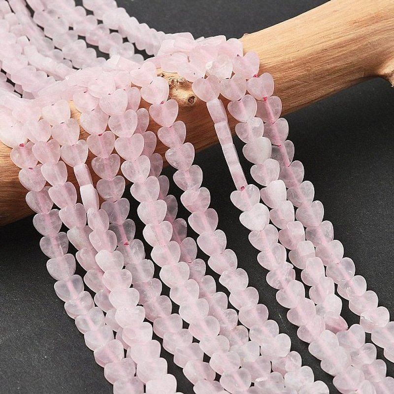 Fils de Perles en Quartz Rose Naturel, Coeur, 75-76pcs — Perles à bijoux