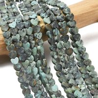 Fils de perles en turquoise africaine naturelle en forme de cœur, givrés, 75-76pcs — Perles à bijoux