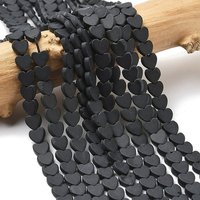 Brins de Perles en Verre Synthétique Givré, Cœur Noir, 75-76pcs — Perles à bijoux