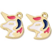 Alloy Enamel Unicorn Charm in Golden Finish