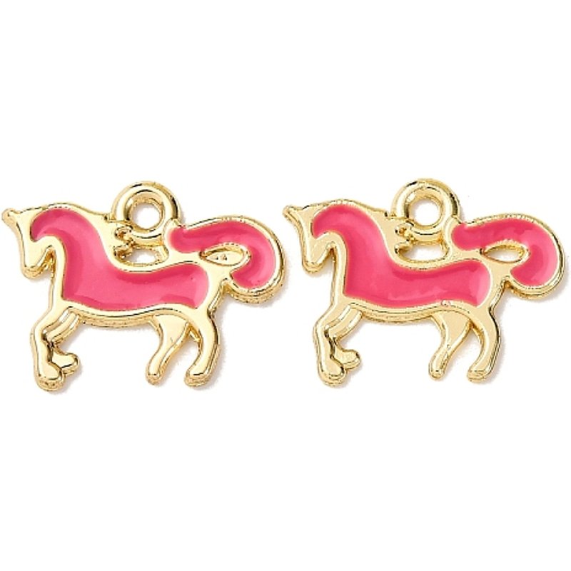 Pendentif en Émail Alliage Charm Licorne en Or et Rose Fluo — Breloques et pendentifs