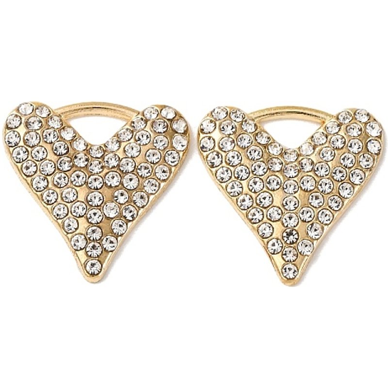 Pendentif en alliage de strass en forme de cœur, doré, 18,5 mm — Breloques et pendentifs