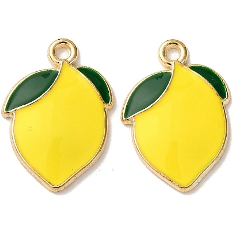 Pendentif en Émail Alliage, Charme Citron, Doré, 19.5x13.5mm — Breloques et pendentifs