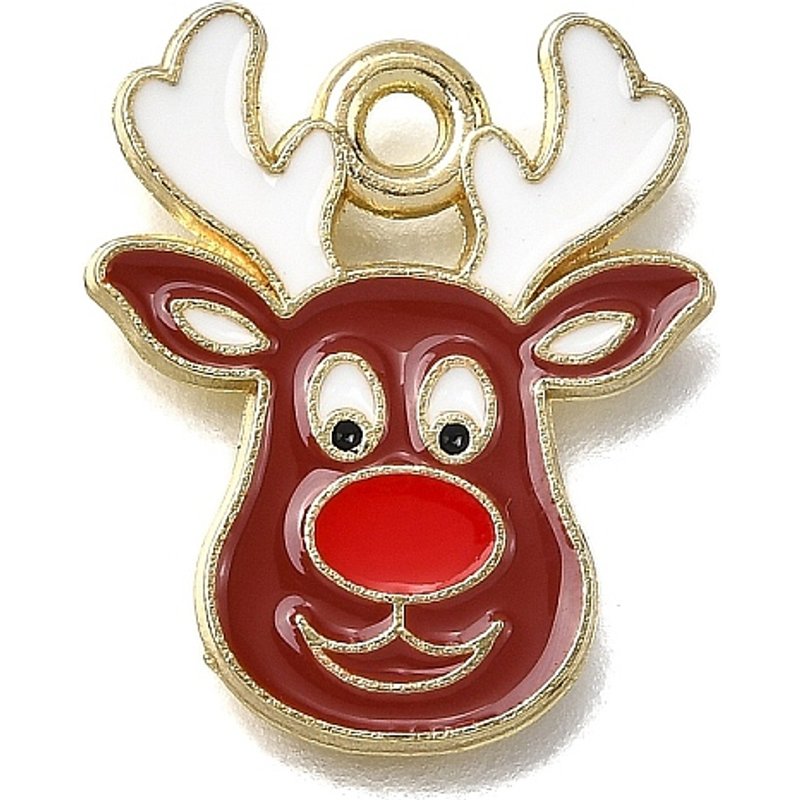 Pendentif en Émail Alliage - Élan de Noël Doré — Breloques et pendentifs