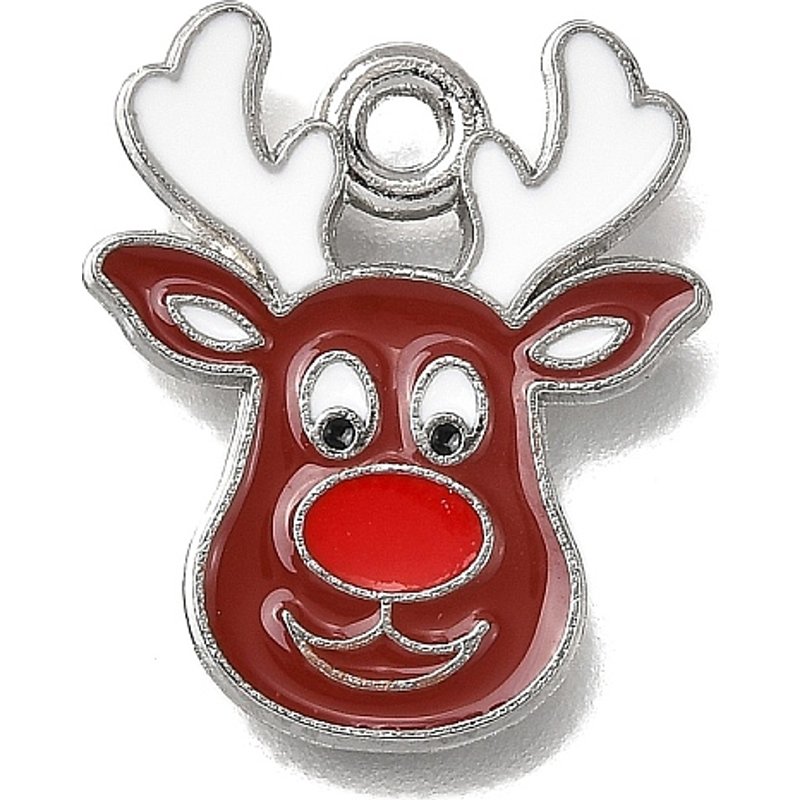 Pendentif en Émail Alliage, Élan, Série de Noël, 18x15x2mm — Breloques et pendentifs