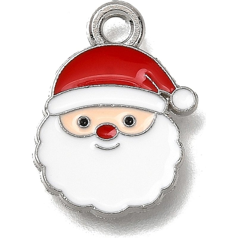 Pendentif en Émail d'Alliage, Santa Claus, Platine, Série Noël — Breloques et pendentifs
