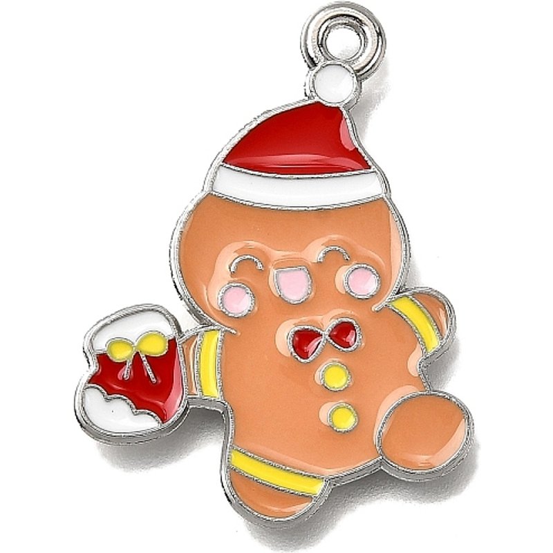 Pendentif en Émail Alliage - Bonhomme en Pain d'Épice - Série Noël — Breloques et pendentifs