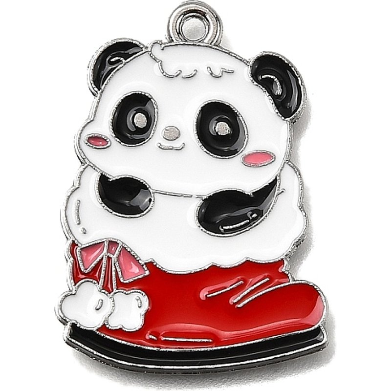 Alloy Enamel Panda Pendant, Christmas Series, 26.5x19mm — Charms & Pendants