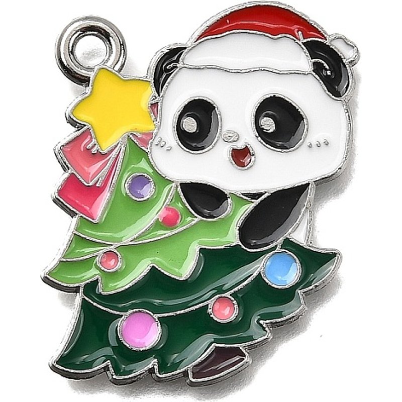 Pendentif en Émail en Alliage - Série de Noël Panda et Arbre — Breloques et pendentifs