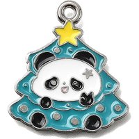 Alloy Enamel Panda Christmas Tree Pendant, Platinum — Charms & Pendants