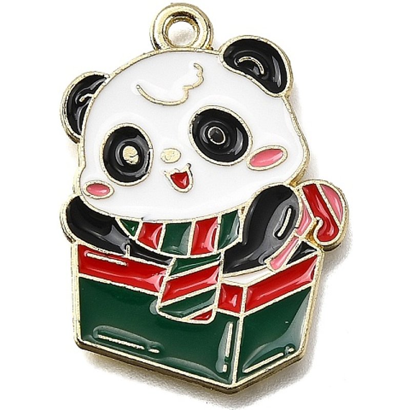 Pendentif en émail doré - Série Noël avec boîte-cadeau — Breloques et pendentifs