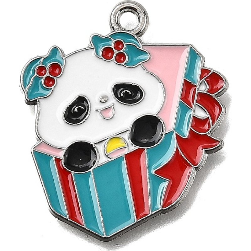 Pendentif en Émail Alliage Panda - Série de Noël - Boîte Cadeau — Breloques et pendentifs