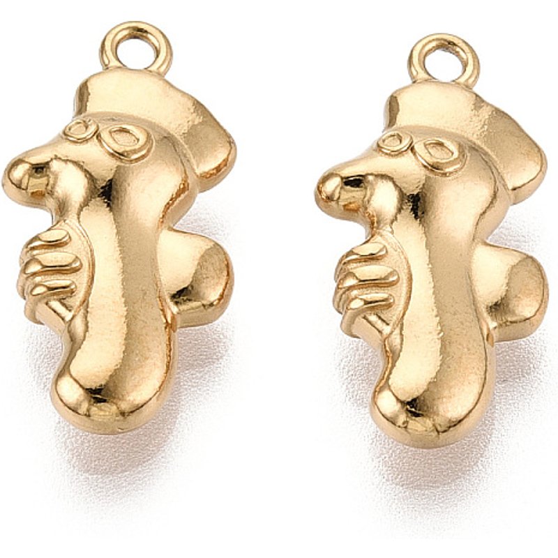 304 Stainless Steel Sea Horse Charm Pendant with 18K Gold Plating — Charms & Pendants
