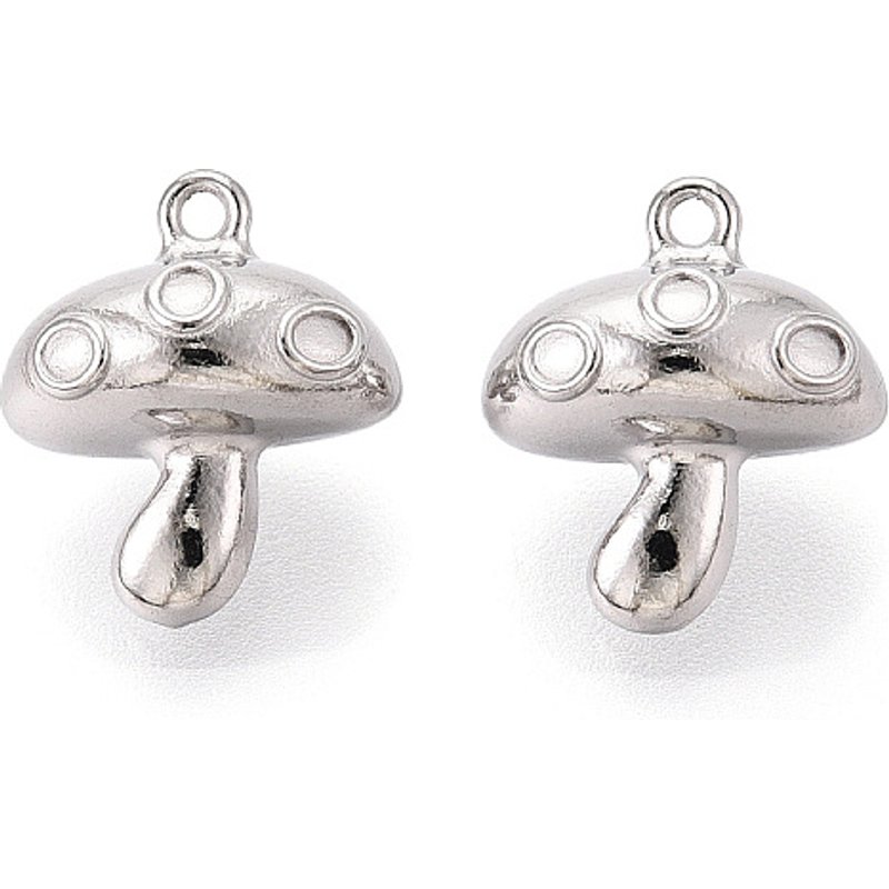 Charm en Acier Inoxydable 304, Anti-Tarnish, Champignon, 15x13x10mm — Breloques et pendentifs