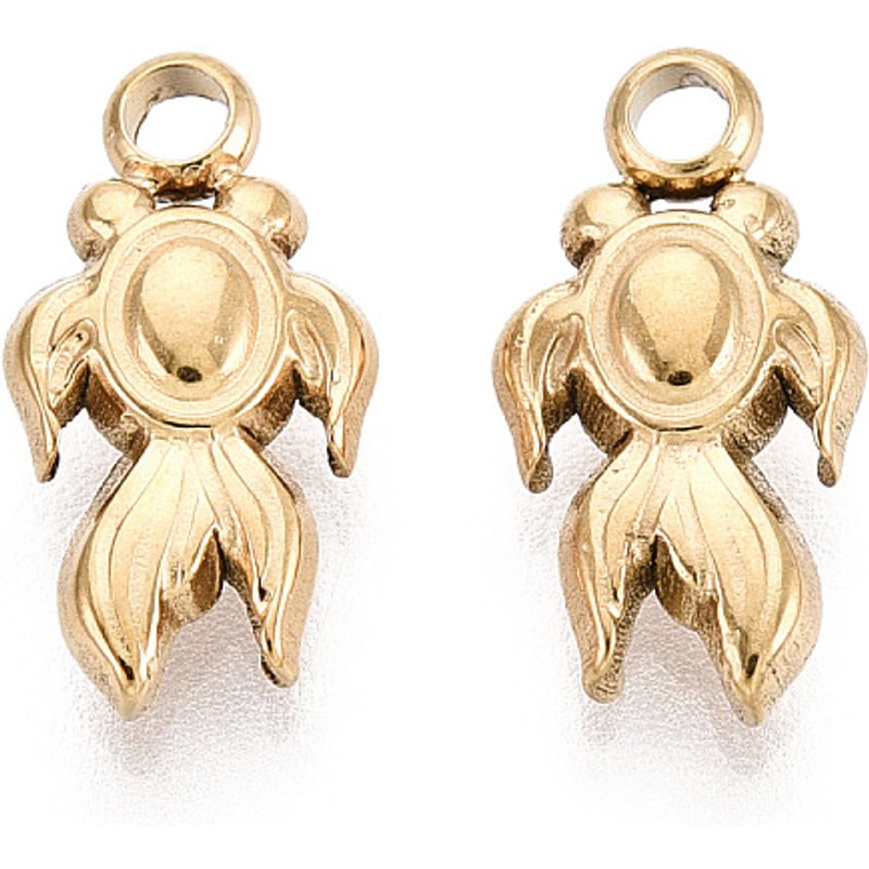 Charm en Acier Inoxydable 304 Poisson Doré avec Plaquage en Or 18K — Breloques et pendentifs