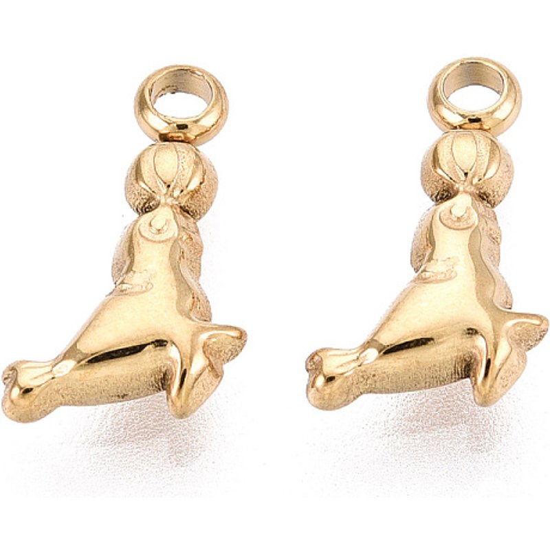 Charm en Acier Inoxydable 304 avec Plaquage en Or 18K - Sea Dog — Breloques et pendentifs