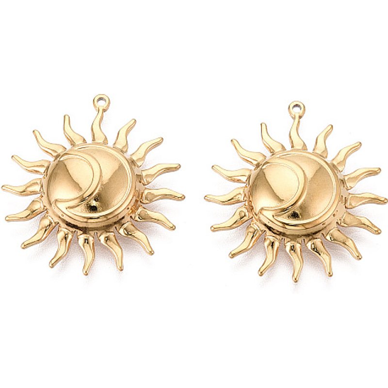 Pendentif en Acier Inoxydable 304, Charme Soleil, Plaqué Or 18K — Breloques et pendentifs