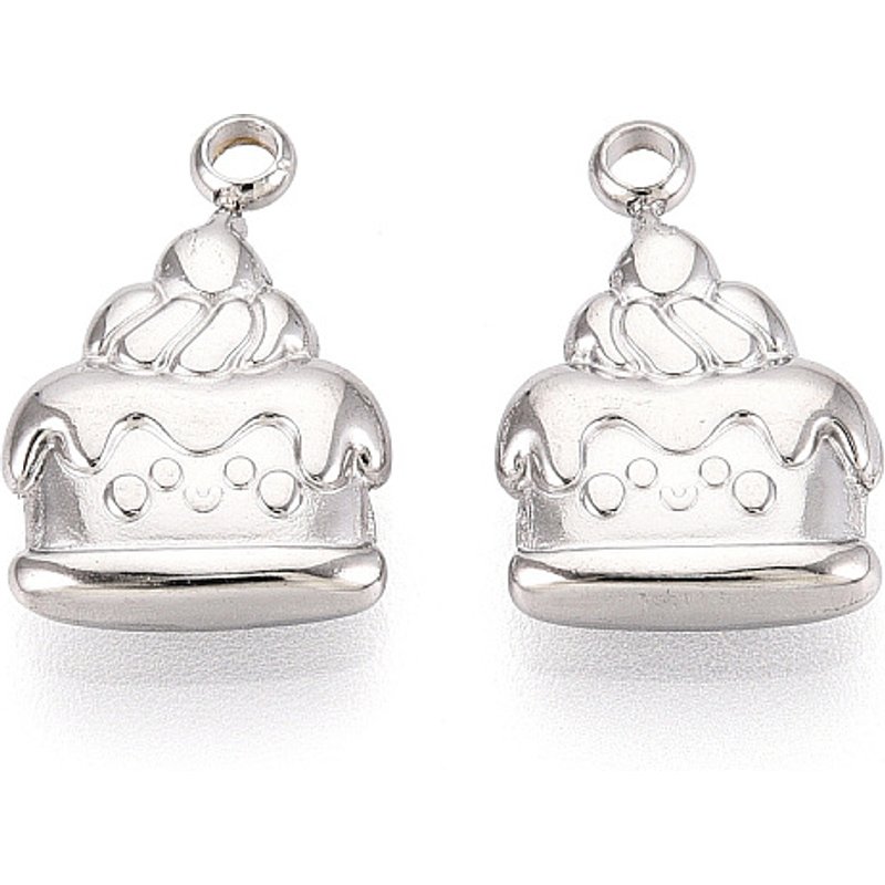 Charm en acier inoxydable 304, anti-ternissement, charm gâteau, 15x10x3mm — Breloques et pendentifs