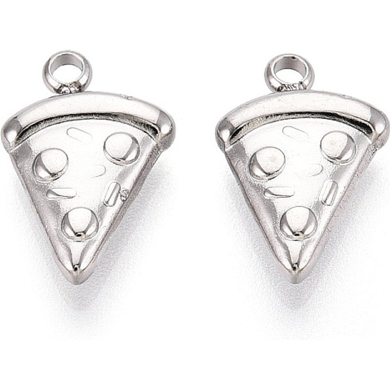 Charm en acier inoxydable 304, anti-ternissement, charm pizza, 15x10mm — Breloques et pendentifs