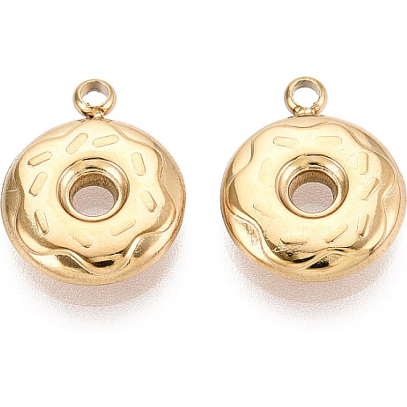 Charm Donut en Acier Inoxydable 304 avec Plaquage en Or 18K — Breloques et pendentifs