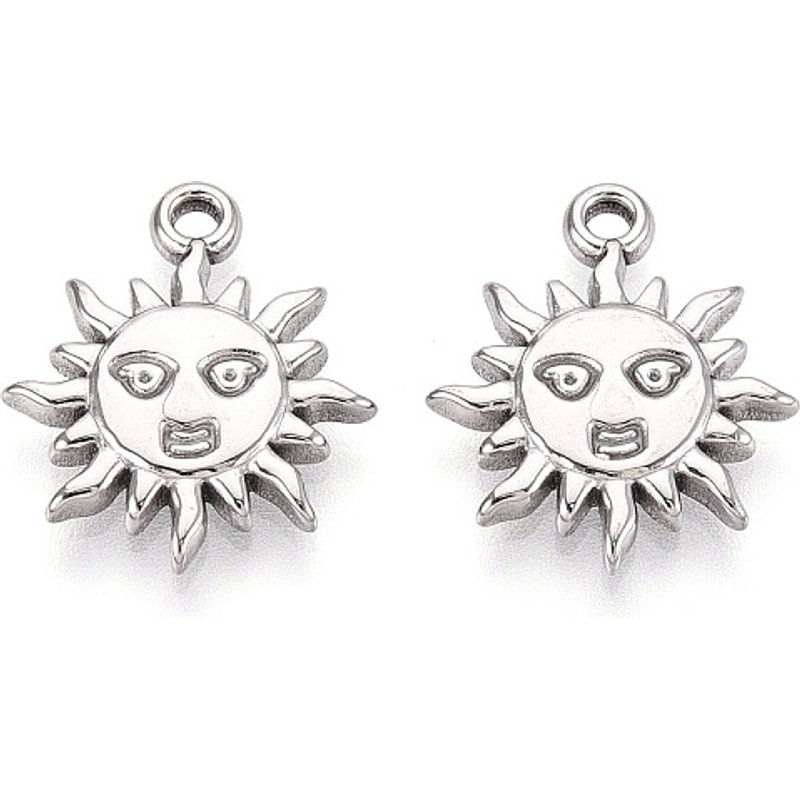 Pendentif Soleil en Acier Inoxydable 304, Anti-Oxyde, 18x15mm — Breloques et pendentifs