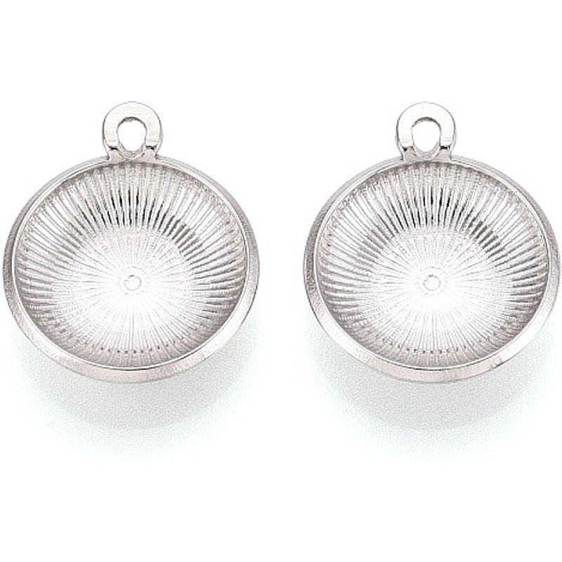 304 Stainless Steel Flat Round Pendant Cabochon Settings — Jewelry Findings