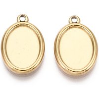 Réglages de Cabochon Ovales en Acier Inoxydable 304, Plaqué Or 18K