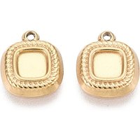 Réglages de cabochon carrés en acier inoxydable 304, plaqué or 18K — Accessoires pour bijoux