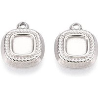Réglages de cabochon de pendentif carré en acier inoxydable 304