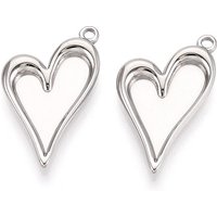 304 Stainless Steel Heart Pendant Cabochon Settings — Jewelry Findings