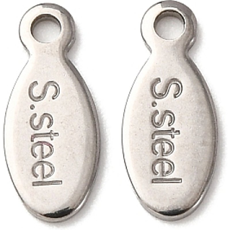 304 Stainless Steel Chain Extender Drop, Oval with S.steel — Charms & Pendants