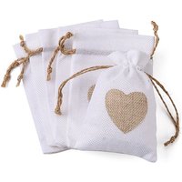 Sacs en toile de jute, sacs à cordon, rectangle avec cœur