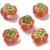 Perles en porcelaine faites à la main en couleur persimmon et saumon