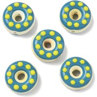 Perles en Émail de Porcelaine Fait Main en Forme de Donut Teal — Perles à bijoux