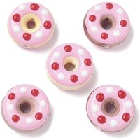 Perles en Émail de Porcelaine Fait Main en Forme de Donut Rose Perle — Perles à bijoux