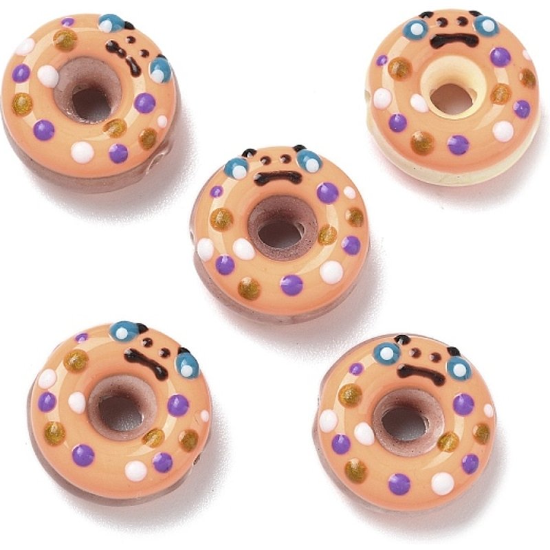 Perles en Émail de Porcelaine Fait Main en Forme de Donut — Perles à bijoux