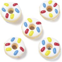 Perles en Émail de Porcelaine Fait Main, Donut, Blanches, 18.5x7.5-10mm