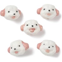 Perles en Porcelaine Fait Main, Chien en Corail Clair
