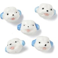 Perles en Porcelaine Artisanales, Motif Chien, Bleu Ciel Profond